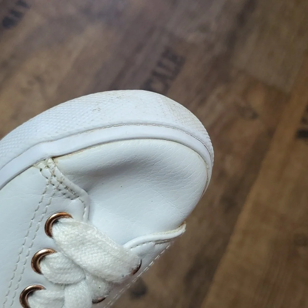 Polo by Ralph Lauren White Kids Sneakers with Rose Gold Accents